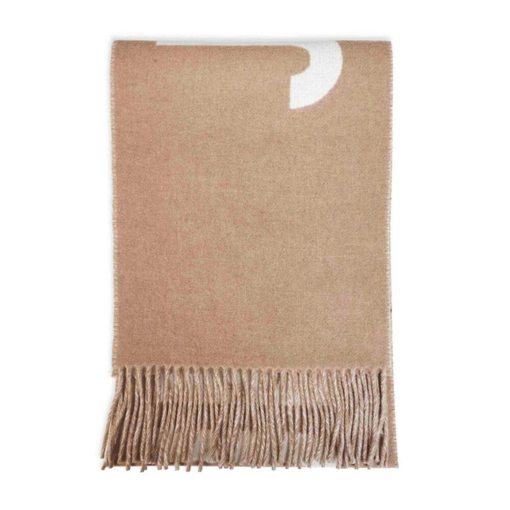 Jacquemus Men Taupe Wool The Jacquemus Fringe Logo Scarf